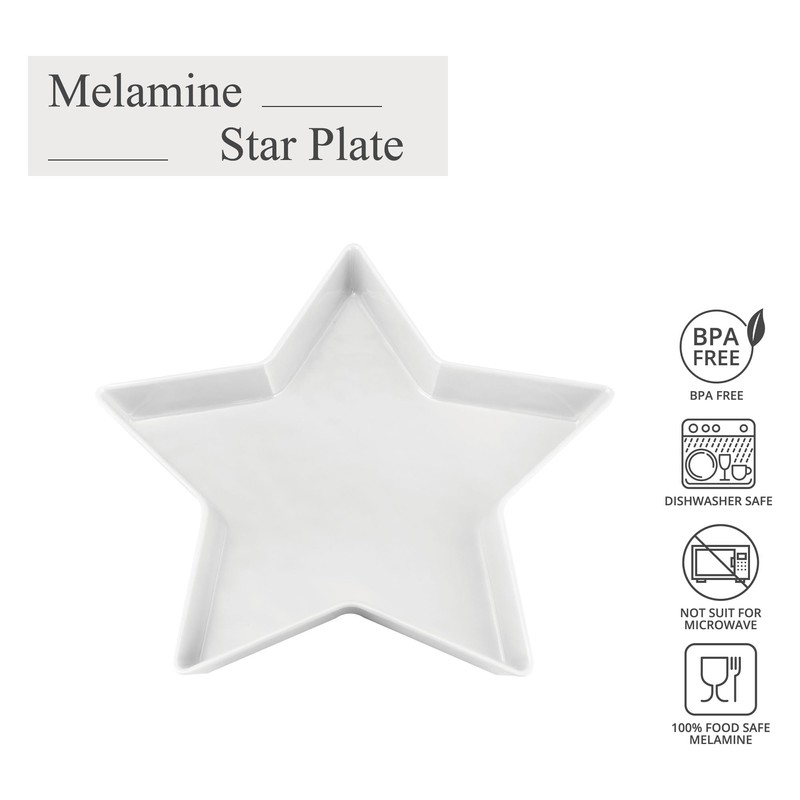UPware Patriotic Star Shaped Dinner Plate, Melamine Serving Plate for