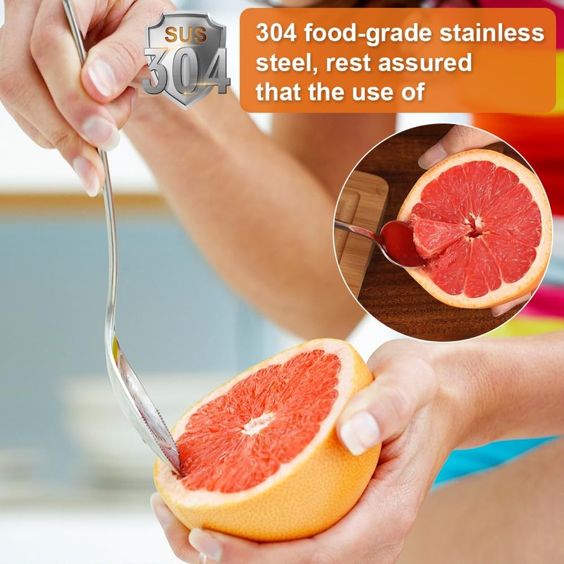 8 Pieces Stainless Steel Fruit Spoons, Grapefruit Spoon with Serrated