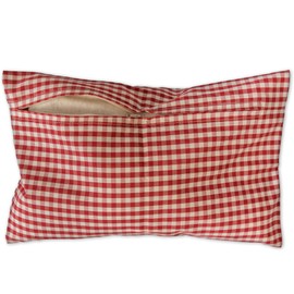 Organic Lavender Pillow 30 x 20 cm Organic Cover Red/White + Organic Natural Inlet / Scented Cushion Herb Cushion