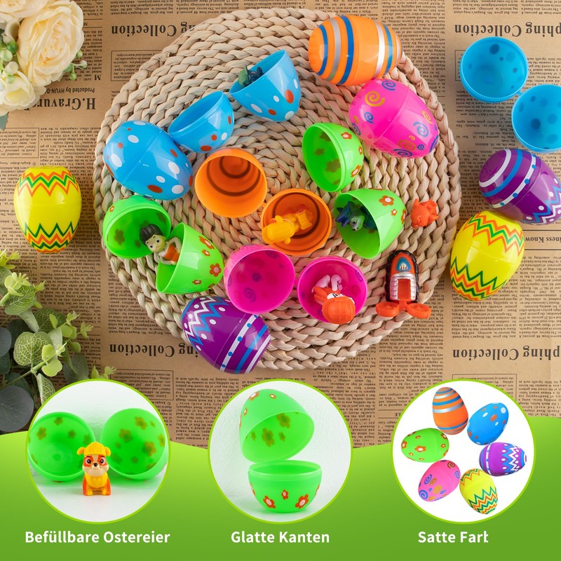 Dowdiles Pack of 12 Filled Easter Eggs with 12 Cartoon