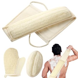 Juego Esponjas Exfoliantes Corporales Lufa Natural Almohadillas Guante Exfoliante Limpieza Profunda Revitalización Piel Color Amarillo