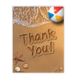 The Best Card Company -1 Thank You Card Jumbo (8.5 x 11 Inch) - Nature and Landscape Card with Envelope, Gratitude Thanks - Beach Notes J6113GTYG