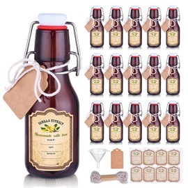 tchrules - 16 botellas de vidrio con tapa abatible de 5 onzas de extracto de vainilla marrón | for Vanilla Extract Homemade, Gift Giving,...