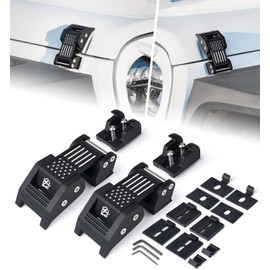 Xprite Aluminum Hood Latches with U.S. Flag, Adjustable Hood Latch Catches Kit Compatible with 2007-2018 Jeep Wrangler JK JKU & 2018-2025 Jeep Wrangler JL JLU & 2020+ Gladiator JT
