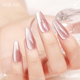 SUPWEE Pink Cat Eye Gel Nail Polish, 15ml Light Pink Jelly Glassy Gel Polish with Magnet Moonlight Shimmer Glitter Magnetic Nail Polish Gel Soak Off U V Gel Salon DIY at Home