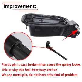 RLB-HILON Metal Pin Type Gas Fuel Door Tank Filler Pipe Housing with Black Cover Compatible with Chevy Silverado 1500 Crew Cab 5.8 ft Bed 2019 2020 2021 2022 2023 2024 Year