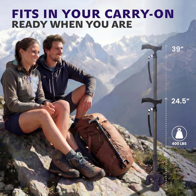 Dr. Aid Tripod & FourPod Walking Canes, Adjustable Non-Slip, Carbon