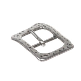 Beltiscool 1 1/2 Inch Single Prong Antique Silver Hammered Square Belt Buckle
