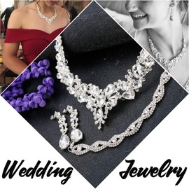Kakonia Crystal Bridal Jewelry Set for Women Rhinestone Necklace Earrings Bracelet Wedding Bridesmaid