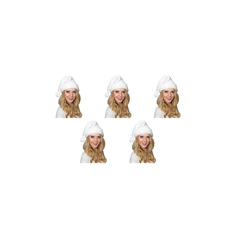 Ciffre Set of 5 Christmas Hats Santa Hat White Plush