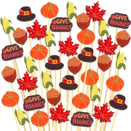 WorldBazaar Thanksgiving Cocktail Picks 120PCS Thanksgiving Toothpicks Fall Food Appetizer Sticks Fruit Harvest Decorations Party Supplies