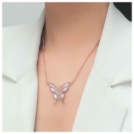 Inilbran Boho Crystal Butterfly Choker Necklace Gold Crystal Butterfly Pendant Necklace Vintage Rhinestone Acrylic Butterfly Necklace Sparkling CZ Butterfly Necklace For Women