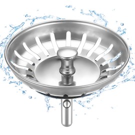HUAERSICO Universal Drain Plug 80 mm - Sink Strainer and Strainer Basket Kitchen for Blanco Sink Accessories and Franke Sink Replacement Parts, 2 Seals