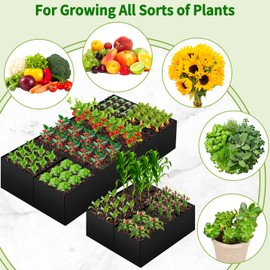 Fabric Raised Garden Bed, Large Garden Grow Bags Rectangle Breathable Planting Containers with 4 Grids Reusable Heavy Pot Garden Tools for Vegetables Flowers Plants (6ft x3ft x1ft, 128 Gallon Vol.)