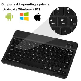 UX030 Lightweight Keyboard and Mouse with Background RGB Light, Multi Device Slim Rechargeable Keyboard Bluetooth 5.1 and 2.4GHz Stable Connection Keyboard Compatible with Vodafone Smart Tab N8