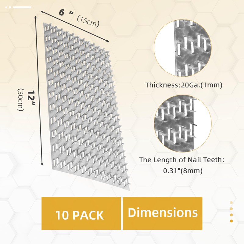 JAVOUKA 10 Pack 6x12 inch Truss Mending Plate with 8mm