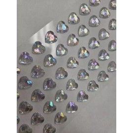 CraftbuddyUS 60pcs x12mm,AB CLEAR HEART Self Adh Rhinestone Gems Wedding Craft