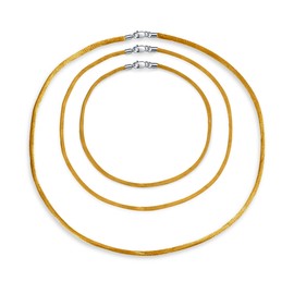 Bling Jewelry Set of Three Yellow Golden Gold Tone Satin Silk Necklace Pendant Cord For Women For Men Teen .925 Sterling Silver Lobster Claw Clasp 16, 20 & 30 Inch
