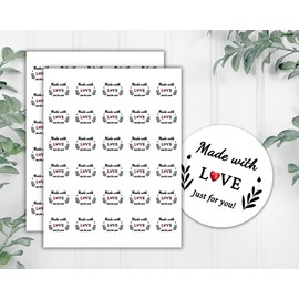 Made with love just for you stickers labels tags, small business thank you notes for customer orders
