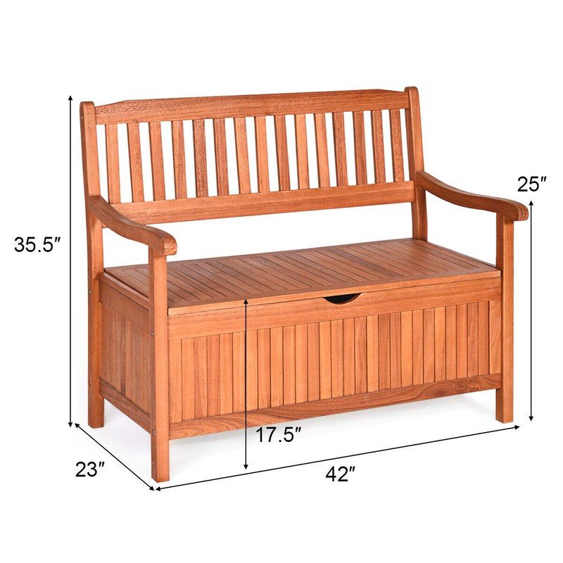 DORTALA 42'' Wooden Outdoor Storage Bench Large Deck Box, Entryway