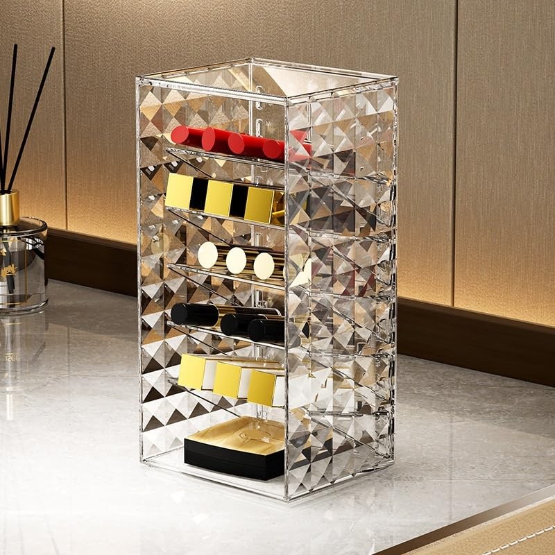 Lipstick Holder Stand Storage Box, Compartment Makeup Organizer, Clear Lipstick