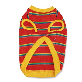 FLOT Designer Dog Sleeveless T-Shirt Premium Materials Tailored Fit Stripe Trendy Designed and Made in Korea (Red/Apple) X-Large