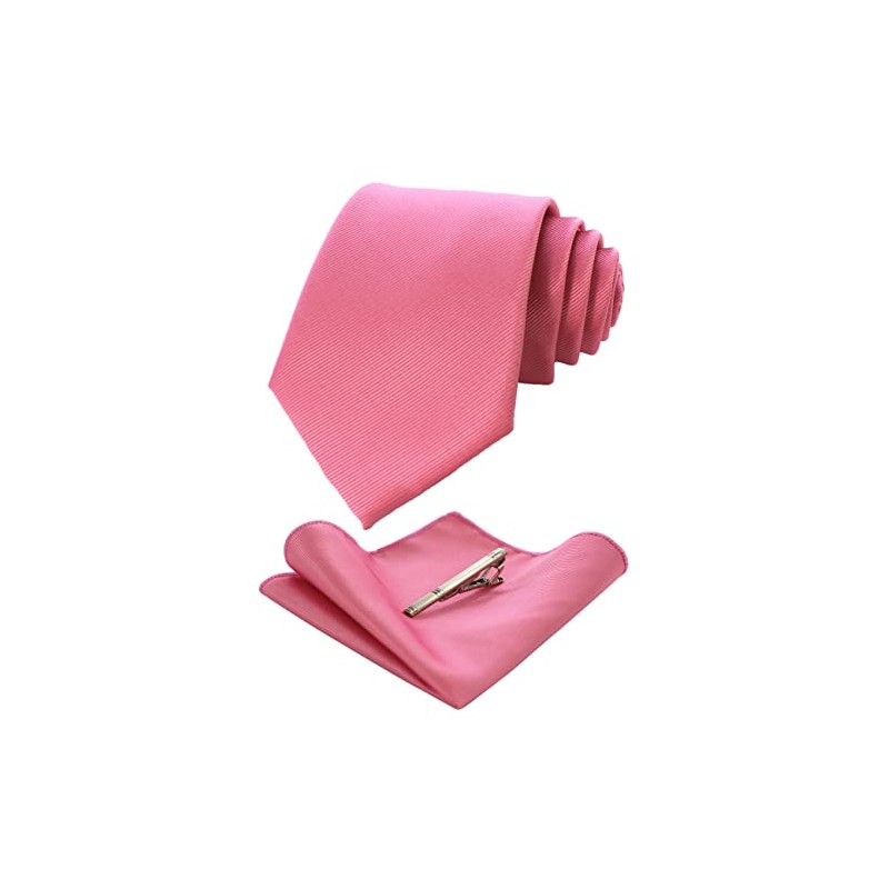 JEMYGINS Mens Silk Tie & Tie Clips & Pocket Bar
