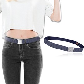 Truth Womens belts Adjustable Stretch Belt, No Show Flat Buckle KARMA ladies belts for womens, Perfect ladies belts KARMA-NAVY-LINES-XL