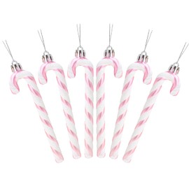 Christmas Concepts® Pack Of 6-13cm Glitter Candy Cane Christmas Tree Decorations (Baby Pink)
