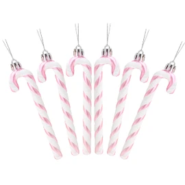 Christmas Concepts® Pack Of 6-13cm Glitter Candy Cane Christmas Tree Decorations (Baby Pink)
