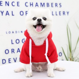 PETCARE Dog Hoodies Pet Small Dog Sweater Red Warm Soft Fleece Sweatshirts with Pocket Winter Puppy Cat Sweaters Hooded Clothes for Small Dogs Chihuahua Outfits Yorkies French Bulldog Costume