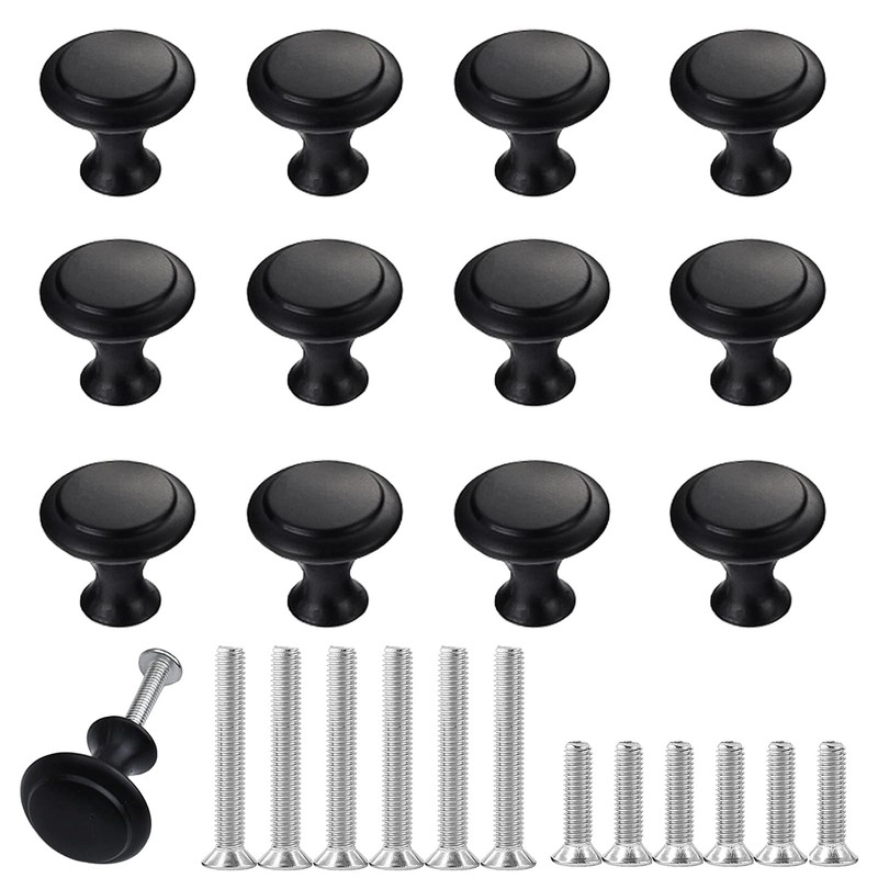 THSIREE 12PCS Cabinet Knobs, Black Cabinet Pulls Cabinet Knobs Inway,