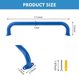 BiJun17 inch Metal Playground Handles,Monkey Bars Indoor Heavy Duty Ceiling Grab Bars for Indoor Outdoor Playgrounds Climbing Frames,Treehouses and Wall ladders (Blue Set of 6)