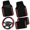 CAR PASS Leather Steering Wheel Cover and Waterproof Car Floor