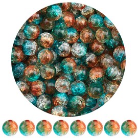 SOFPLATE 300Pcs Round Cracked Beads Crackle Bead Acrylic 8mm Crystal Small Smooth Transparent Dark Turquoise Spacer Loose Bead for Jewelry Making Bracelet Necklace Earring Supplies DIY Craft Beginner