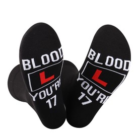 17th Birthday Driving Gift 17 Year Old Gift for Her Him Hello 17 Bloody L You're 17 Socks L Plate Socks (L, Bloody L CA)