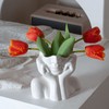 Joynisy White Ceramic Face Vase Set of 2, Female Form