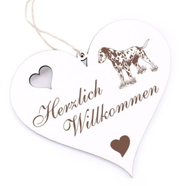 Herzlich Willkommen Sign - Dalmatian - Decorative Heart Wooden Welcome Sign Door Sign Decorative Sign Door Decoration