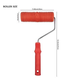 Psivika 7" Art Roller DIY Patterned Paint Roller Wall Painting Pattern Roller Decorative Texture Roller Rubber Roller with Plastic Handle for Wall Treatments, Furniture and Cabinetry Finishes (7GT346)