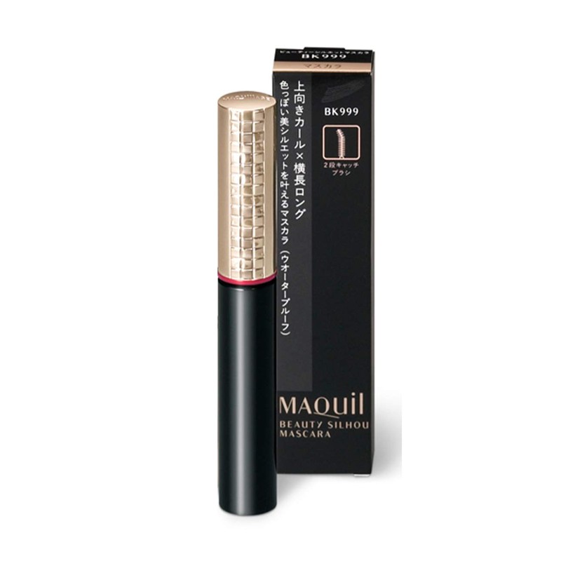 Makiage BK999 Beauty Silhouette Mascara, Glossy Black, Waterproof, 0.2 oz