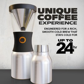 asobu Cold Brew Coffee Maker, Award-Winning 40oz Insulated Cold Brew Brewer with Portable Stainless Steel Carafe – No.1 Europe Coffee Fest Winner, Leakproof, BPA-Free, Keeps Cold 24H