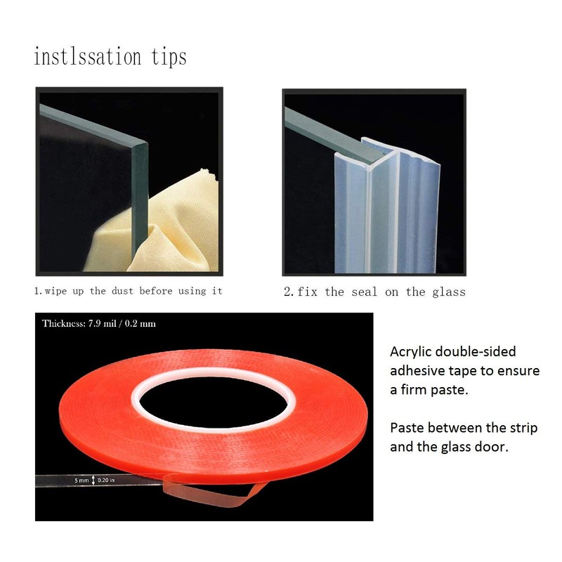 Shower Glass Door Seal Strip, 120 Inch Silicone Soft Shower