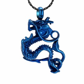 Cremation Jewellery for Ashes Stainless Steel Dragon Urn Necklace Keepsake Human Pet Ash Holder Memorial Pendant for Women Men, Stainless Steel, No Gemstone