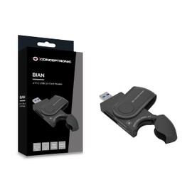 CONCEPTRONIC BIAN04B 4-in-1 USB 3.0 Card Reader, SD/SDHC/SDXC x 2, Micro SD/T-Flash x 2