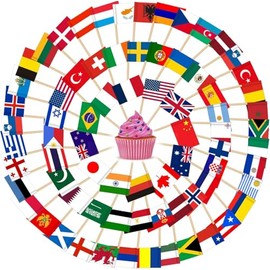 100Pcs Different World Flags Toothpick, Different Nations Cupcake Stick Flags for Sandwich Cheese Food Label Tableware National Day World Cup Party Supplies Pub Royal Event Decor