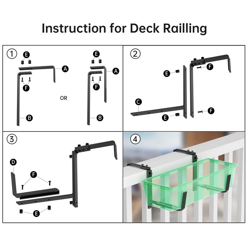 Y&M 6 PCS Adjustable Window Box Brackets for Planter Box,