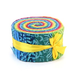 LOUDelephant Cotton Batik Pre Cut Fabric Bundles - Jelly Roll - Rainbow Original