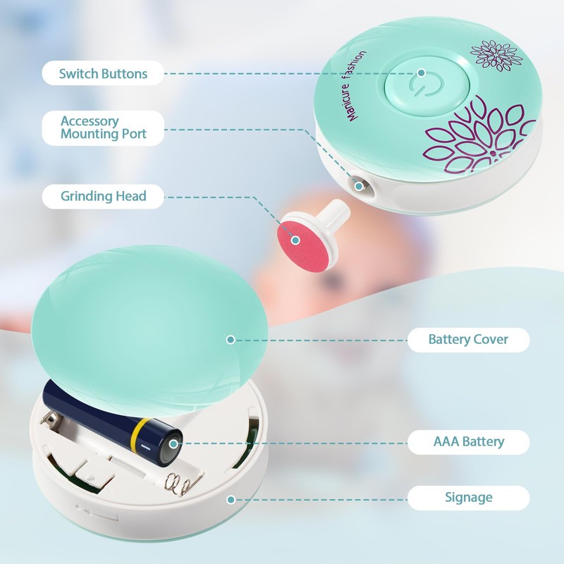Blendura Baby Electric Nail File, 6 in 1 Electric Nail