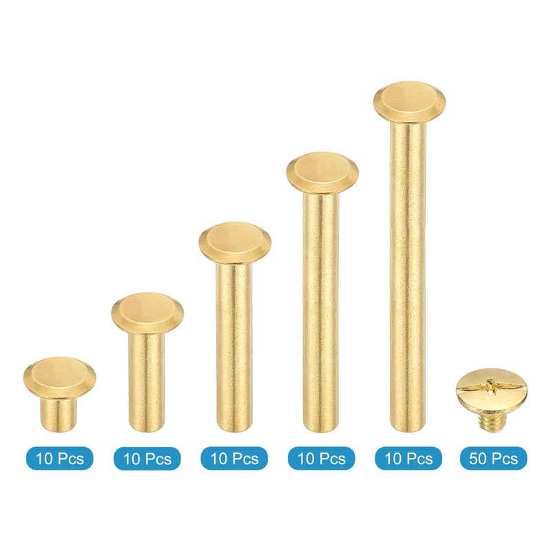 PATIKIL 100Pcs Chicago Screws, M5 x 10/20/30/40/50mm Plated Chicago Screw
