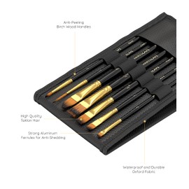 Pocket Paint Brush Set - 7 Artists' Paintbrushes for Watercolor, Acrylic and Oil Painting - Quality Art Supplies by MyArtscape (Pocket Brushes - 002)